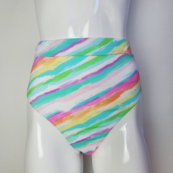 NEW Xhilaration Rainbow High Waist Swimsuit Bottoms - Picture 1 of 11